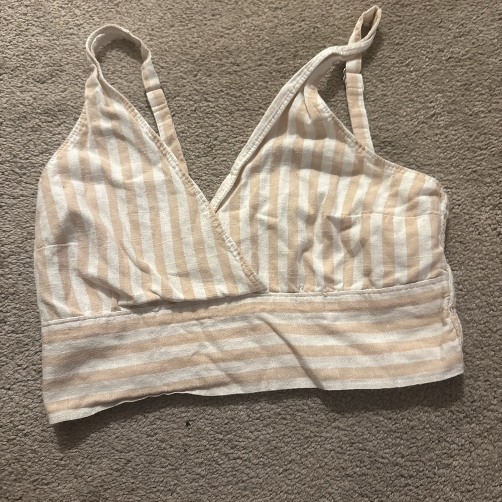 Abercrombie & Fitch Beige and White Striped Bralette
